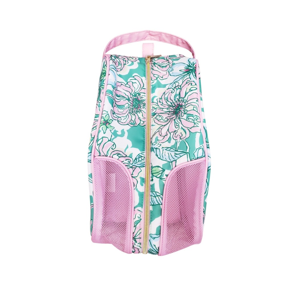 Lilly Pulitzer Zippered Travel Shoe Bag, Spearmint Blossom Views Print, NWOT